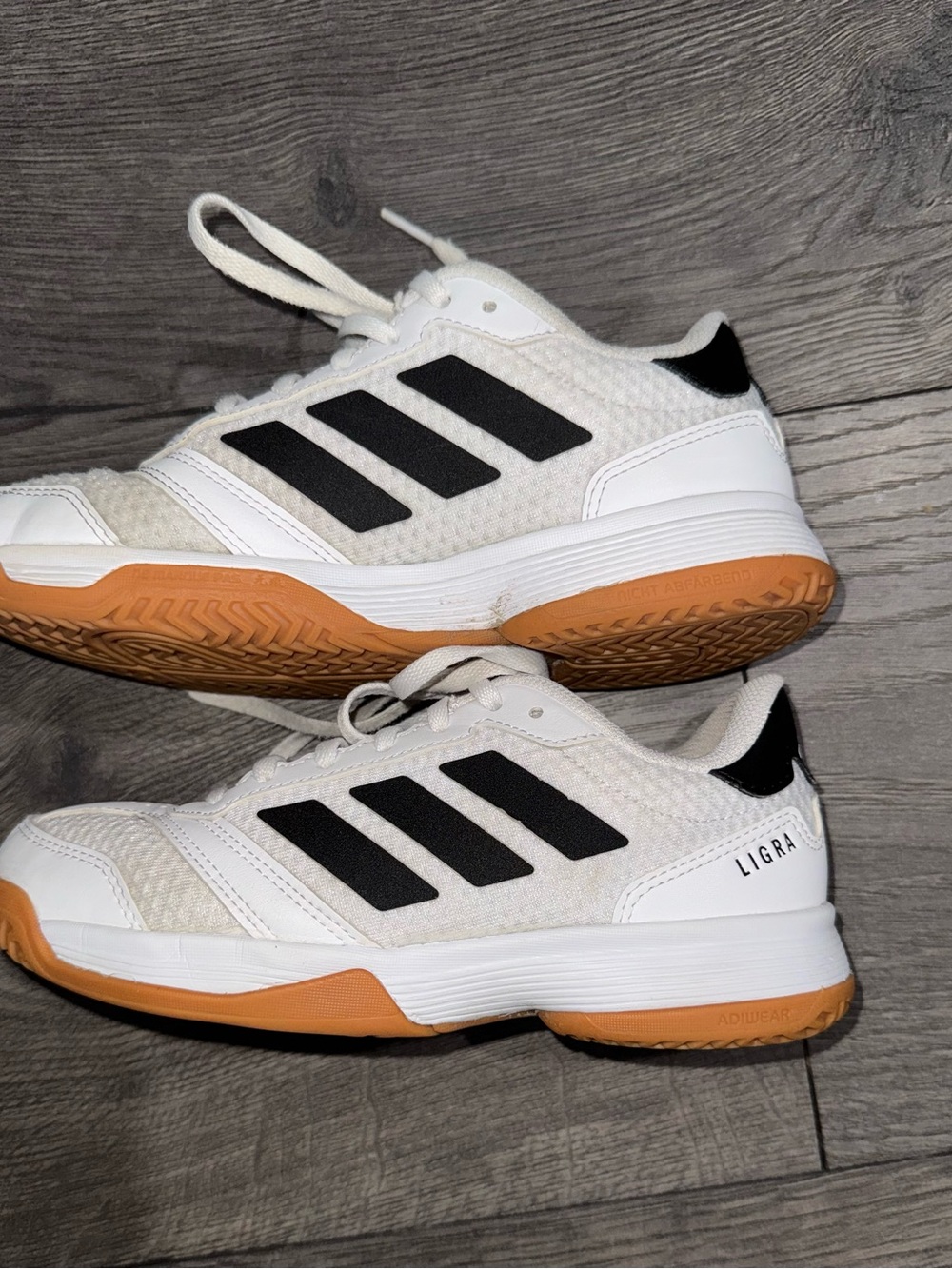 adidas White & Black Indoor Court Sneakers with Gum Outsole